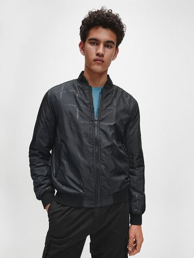 Calvin Klein Ruhák HU782985 | Calvin Klein Grid Logo Férfi Bomber Dzseki Fekete